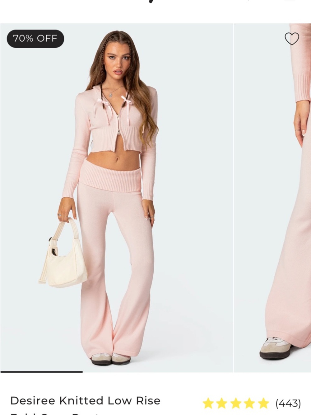 Edikted Light Pink Wide Leg Knit Pants